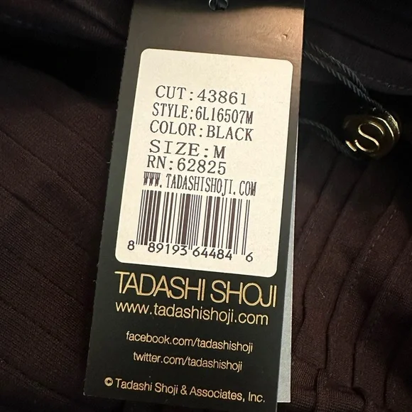 NWT $319 Tadashi Shoji Tabora Off The Shoulder Little Black Dress Size Medium - Picture 15 of 15